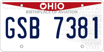 OH license plate GSB7381