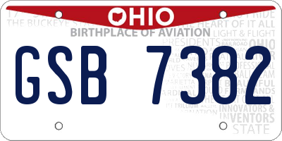 OH license plate GSB7382