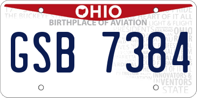 OH license plate GSB7384