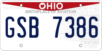 OH license plate GSB7386