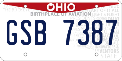 OH license plate GSB7387