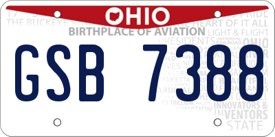 OH license plate GSB7388