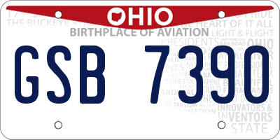 OH license plate GSB7390