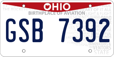 OH license plate GSB7392