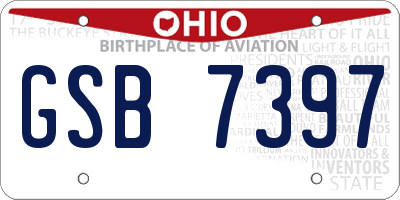 OH license plate GSB7397