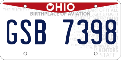 OH license plate GSB7398