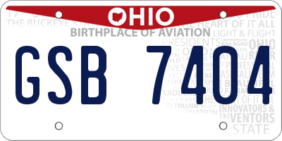 OH license plate GSB7404