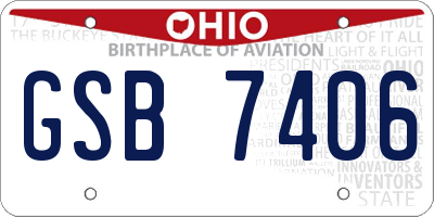 OH license plate GSB7406