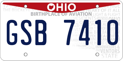 OH license plate GSB7410