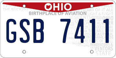 OH license plate GSB7411