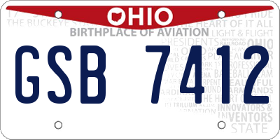 OH license plate GSB7412