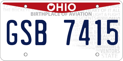 OH license plate GSB7415