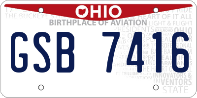 OH license plate GSB7416