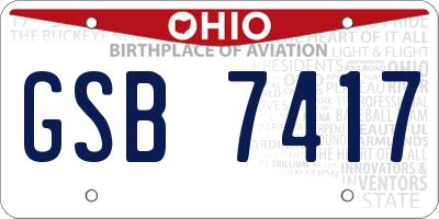 OH license plate GSB7417