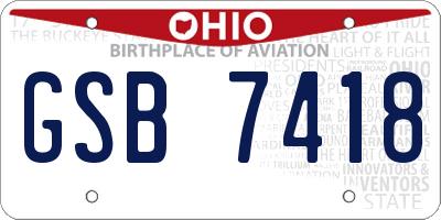 OH license plate GSB7418