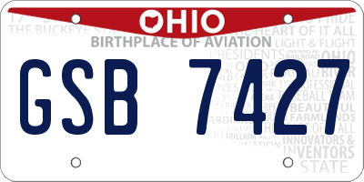 OH license plate GSB7427