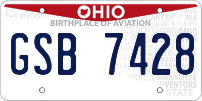 OH license plate GSB7428