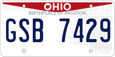 OH license plate GSB7429