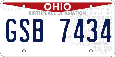 OH license plate GSB7434