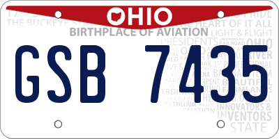 OH license plate GSB7435