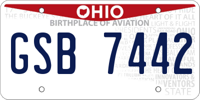 OH license plate GSB7442