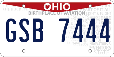 OH license plate GSB7444