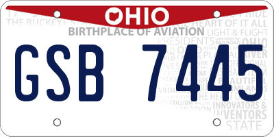 OH license plate GSB7445