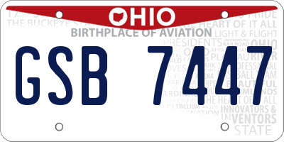 OH license plate GSB7447