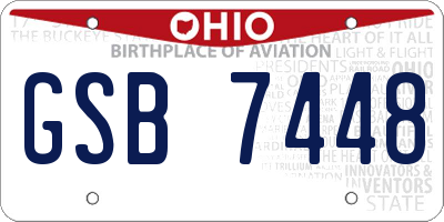 OH license plate GSB7448