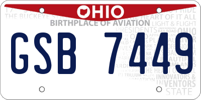 OH license plate GSB7449