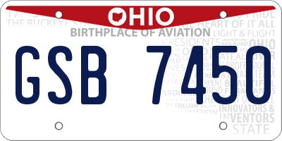 OH license plate GSB7450