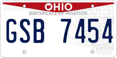 OH license plate GSB7454