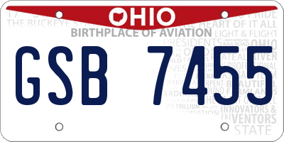 OH license plate GSB7455