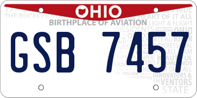 OH license plate GSB7457