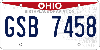 OH license plate GSB7458