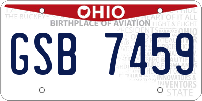 OH license plate GSB7459