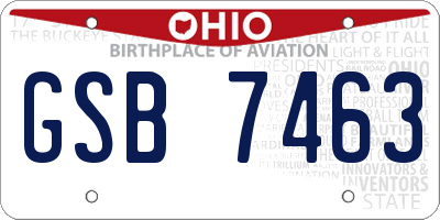 OH license plate GSB7463