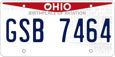 OH license plate GSB7464