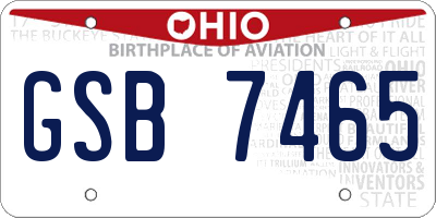 OH license plate GSB7465