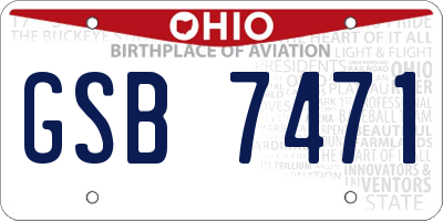 OH license plate GSB7471