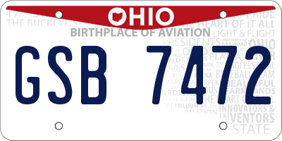 OH license plate GSB7472