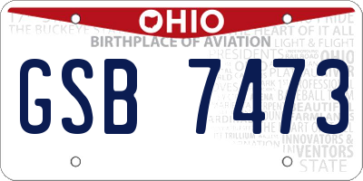 OH license plate GSB7473