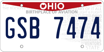 OH license plate GSB7474