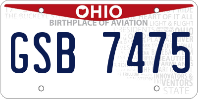 OH license plate GSB7475