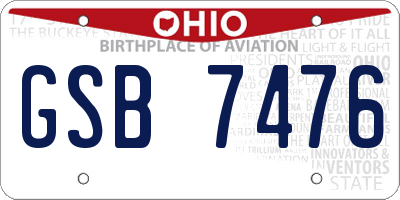 OH license plate GSB7476