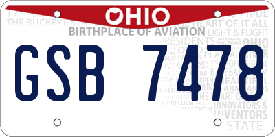 OH license plate GSB7478