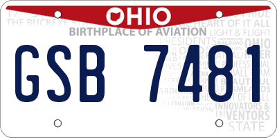 OH license plate GSB7481