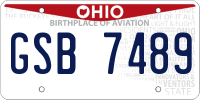 OH license plate GSB7489