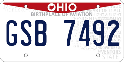 OH license plate GSB7492