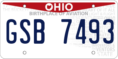 OH license plate GSB7493